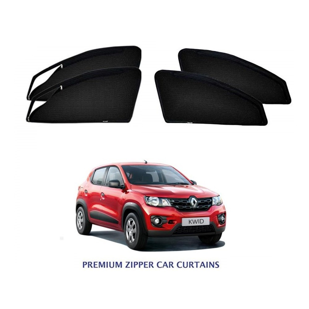 Premium Magnetic Curtain with Zipper for Kwid  - black